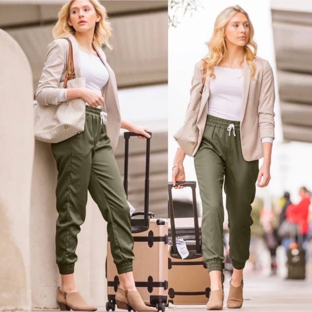 Baubax Twill Joggers in Olive